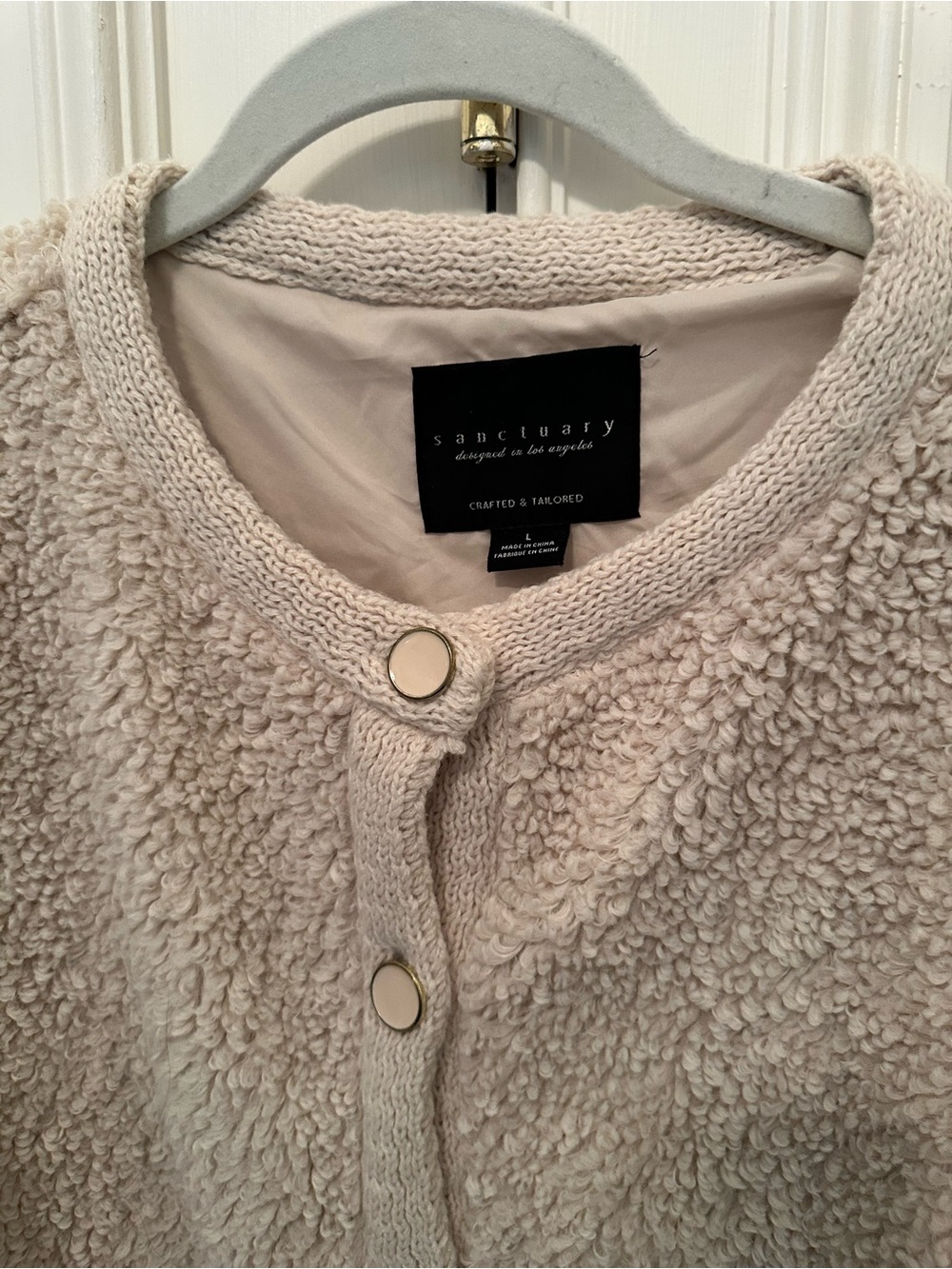 Teddy Button-Up Jacket - Cream - Picture 4 of 5